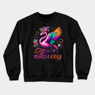 Vintage It's Mardi Gras Y'all Funny Flamingo Mardi Gras Crewneck Sweatshirt